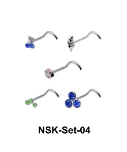 5 Silver Nose Stud Sets NSK-SET-04